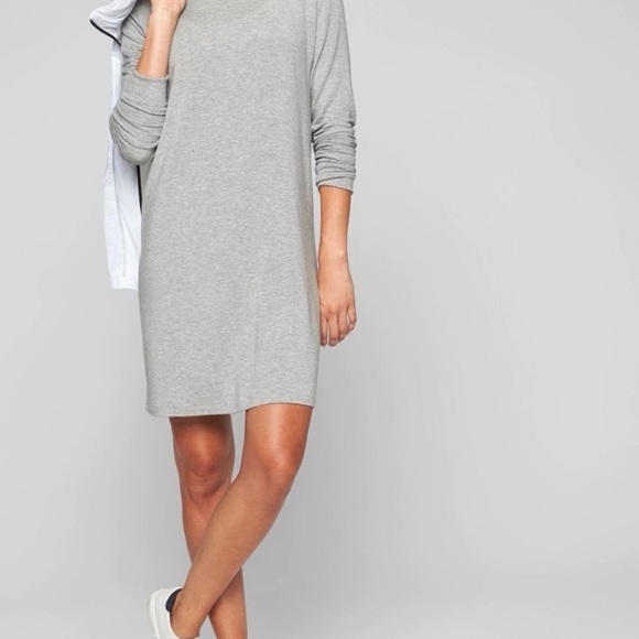 Athleta Dresses & Skirts - Athleta Gray Modal Crossover Sweatshirt Open Back Dress Size Large